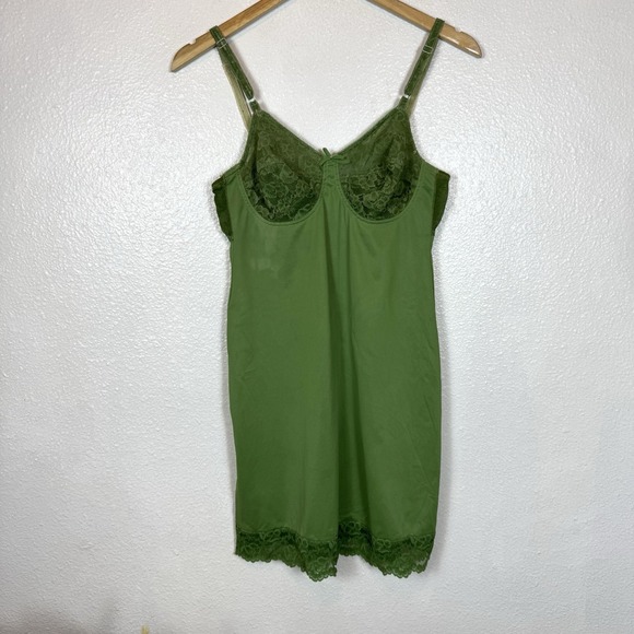 vassarette Other - Hollywood Vassarette Green Slip Womens 34C Adjustable Straps Lingerie Lace Retro